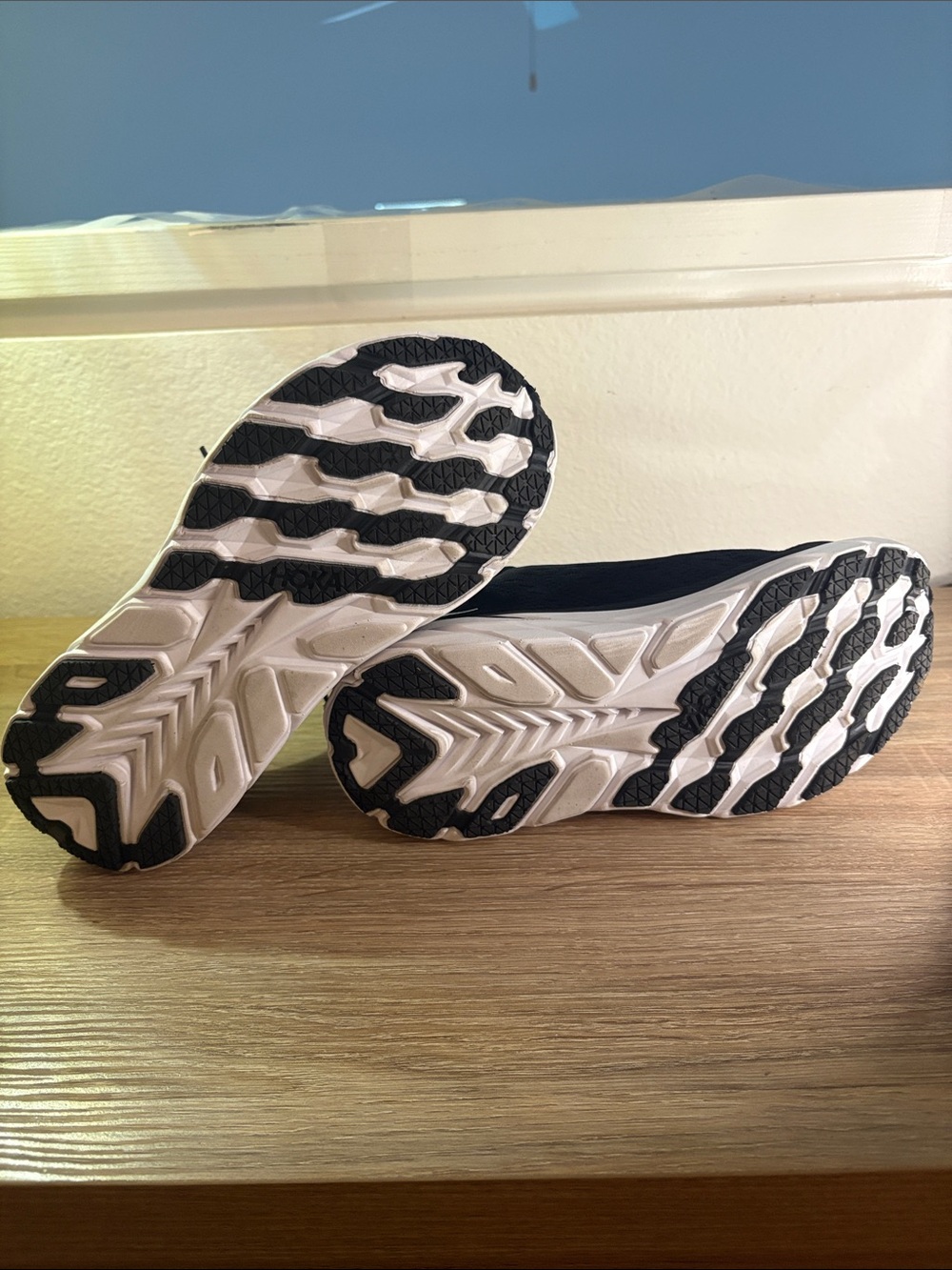 Hoka Clifton 8 Black and White Women's Athletic Running Shoes - Picture 8 of 9